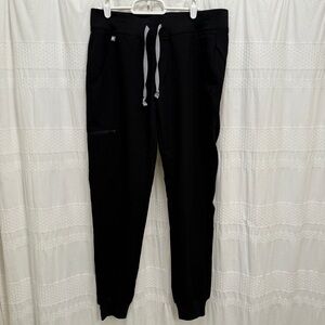 Figs Zamora Jogger Scrub Pants Black Womens Small Gray Nurse Medical